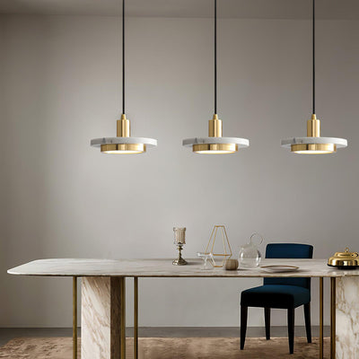 Bram Pendant Lamp Marble Double Circle Modern