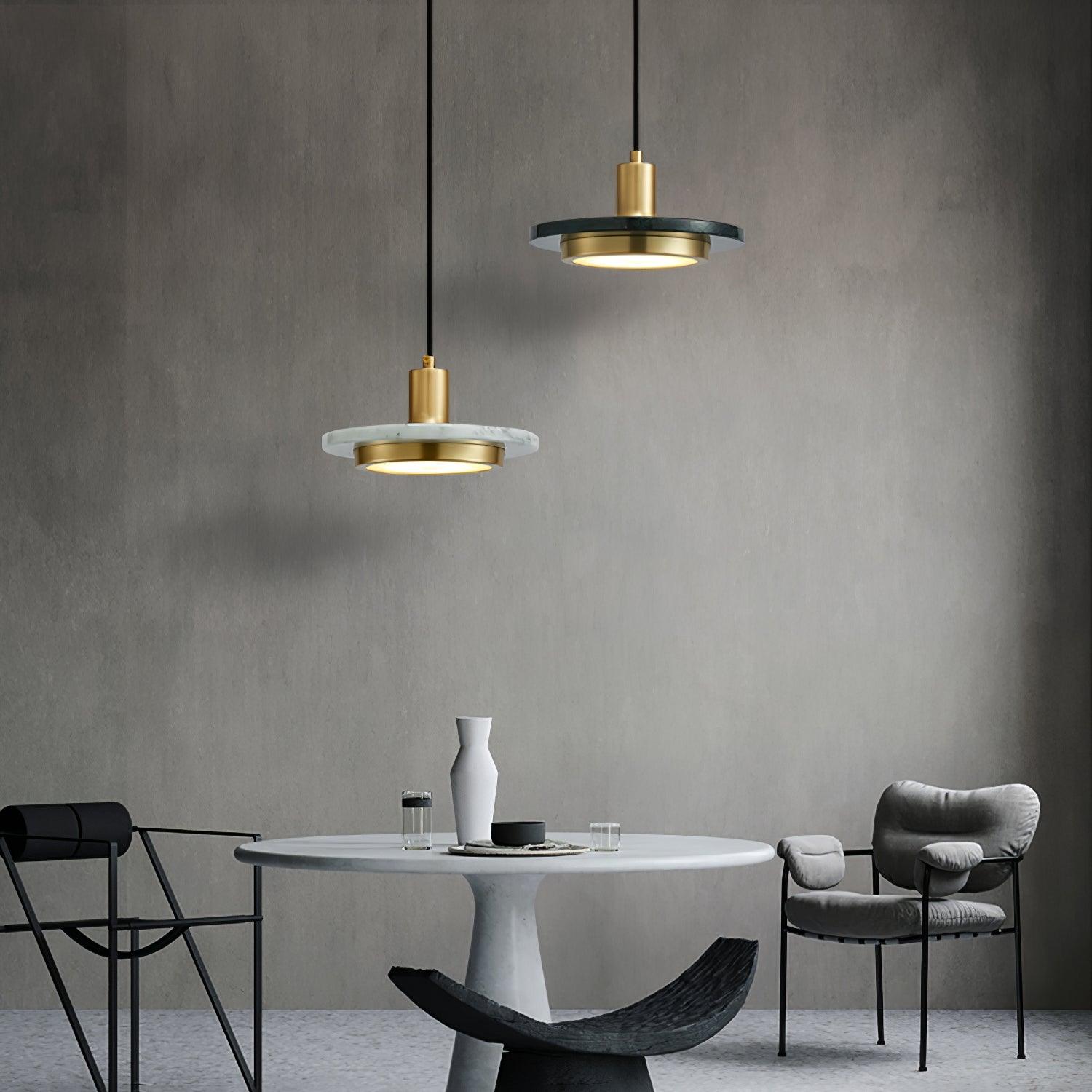 Bram Pendant Lamp Marble Double Circle Modern