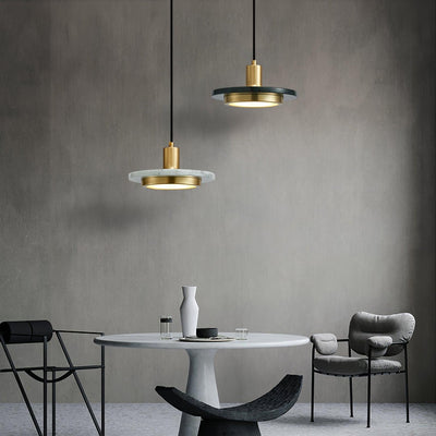 Bram Pendant Lamp Marble Double Circle Modern