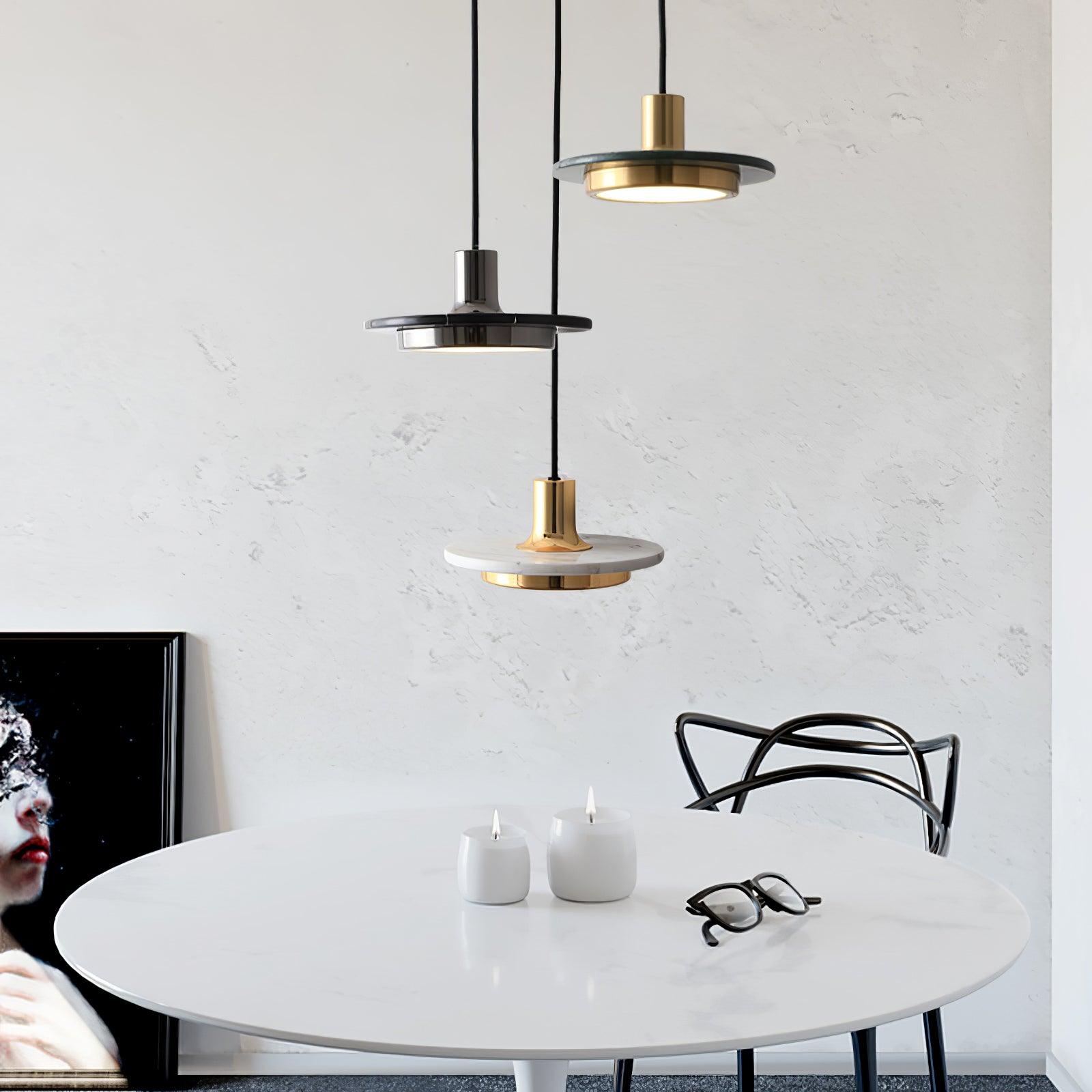 Bram Pendant Lamp Marble Double Circle Modern