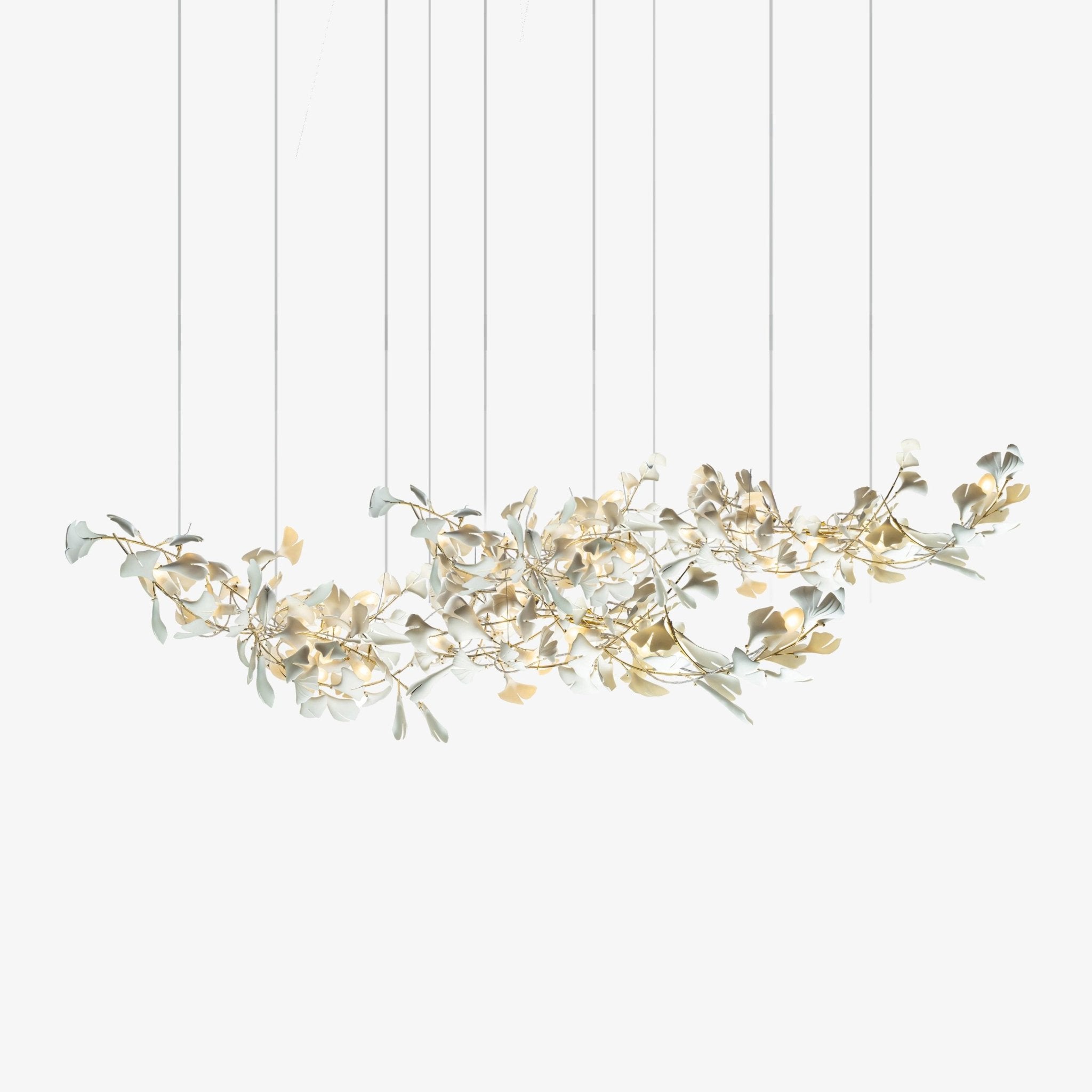 Double-Layer Ginkgo Ceramic Chandelier