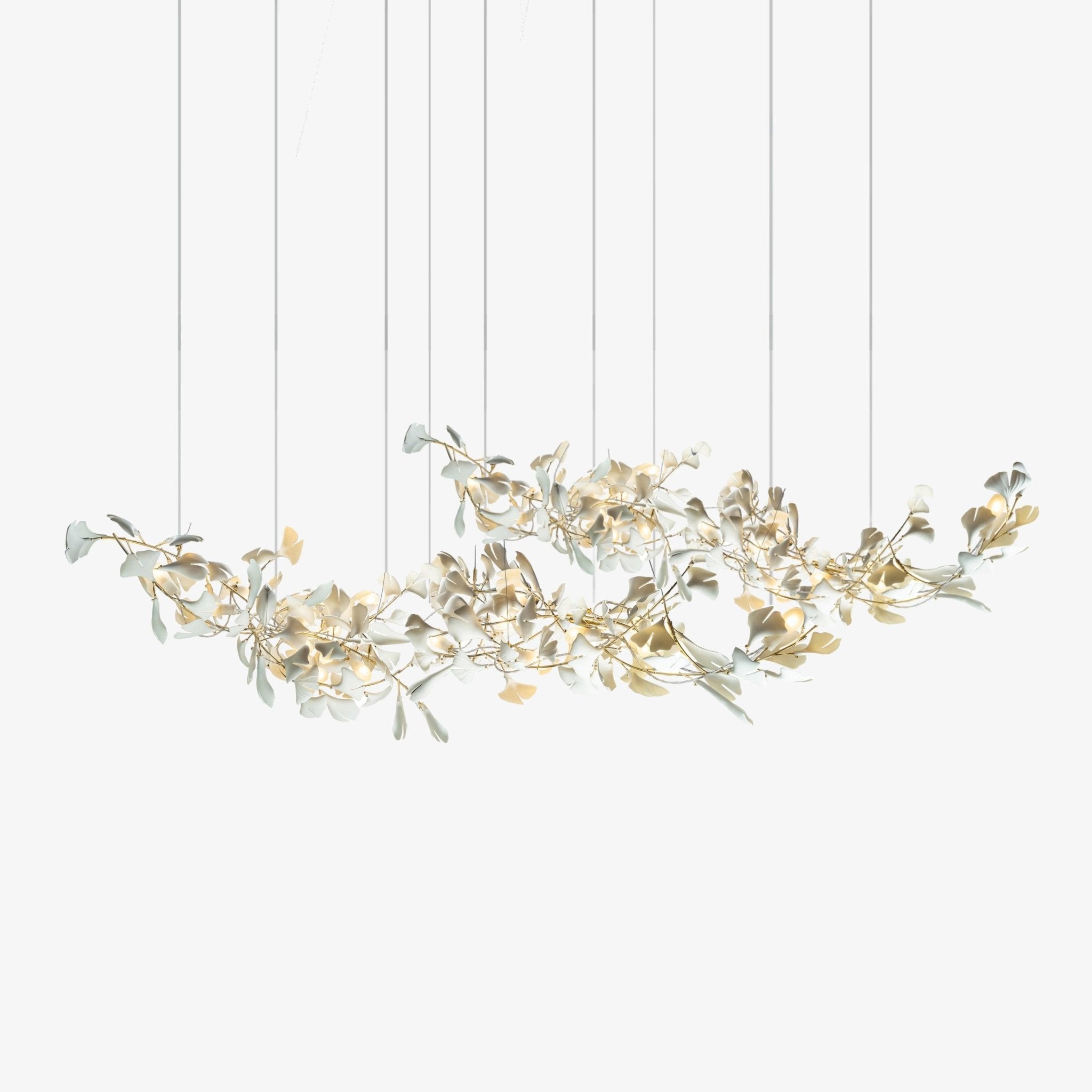 Double-Layer Ginkgo Ceramic Chandelier