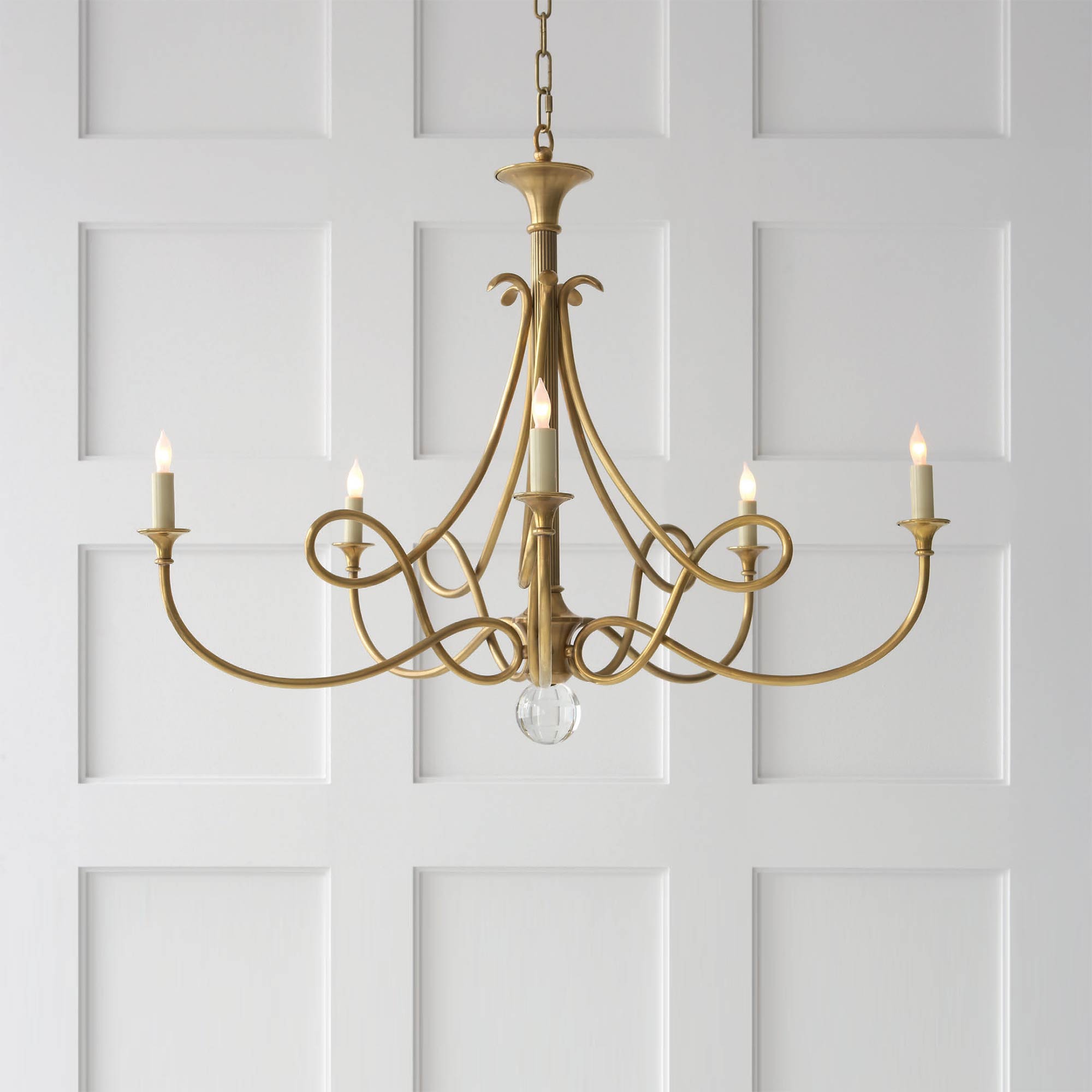 Efra Chandelier Brass Double Twist Candelabra Crystal