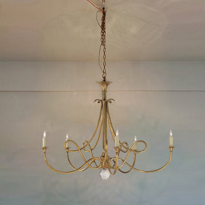 Efra Chandelier Brass Double Twist Candelabra Crystal