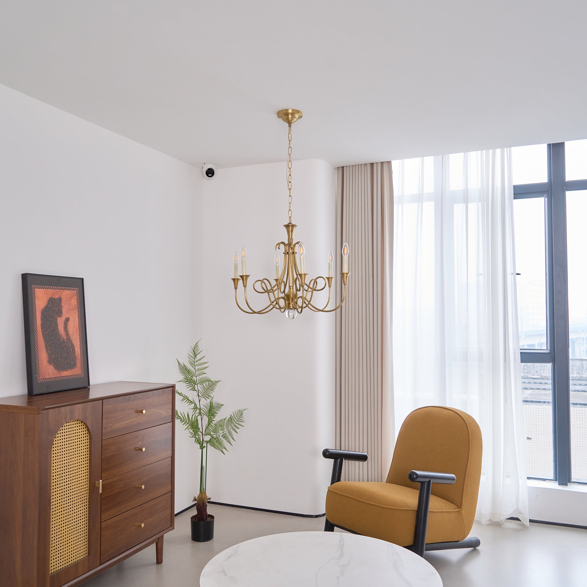 Efra Chandelier Brass Double Twist Candelabra Crystal
