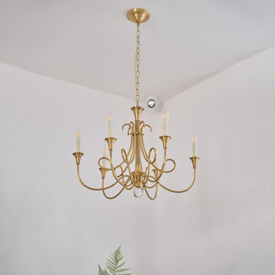 Efra Chandelier Brass Double Twist Candelabra Crystal