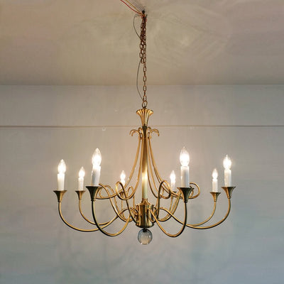 Efra Chandelier Brass Double Twist Candelabra Crystal