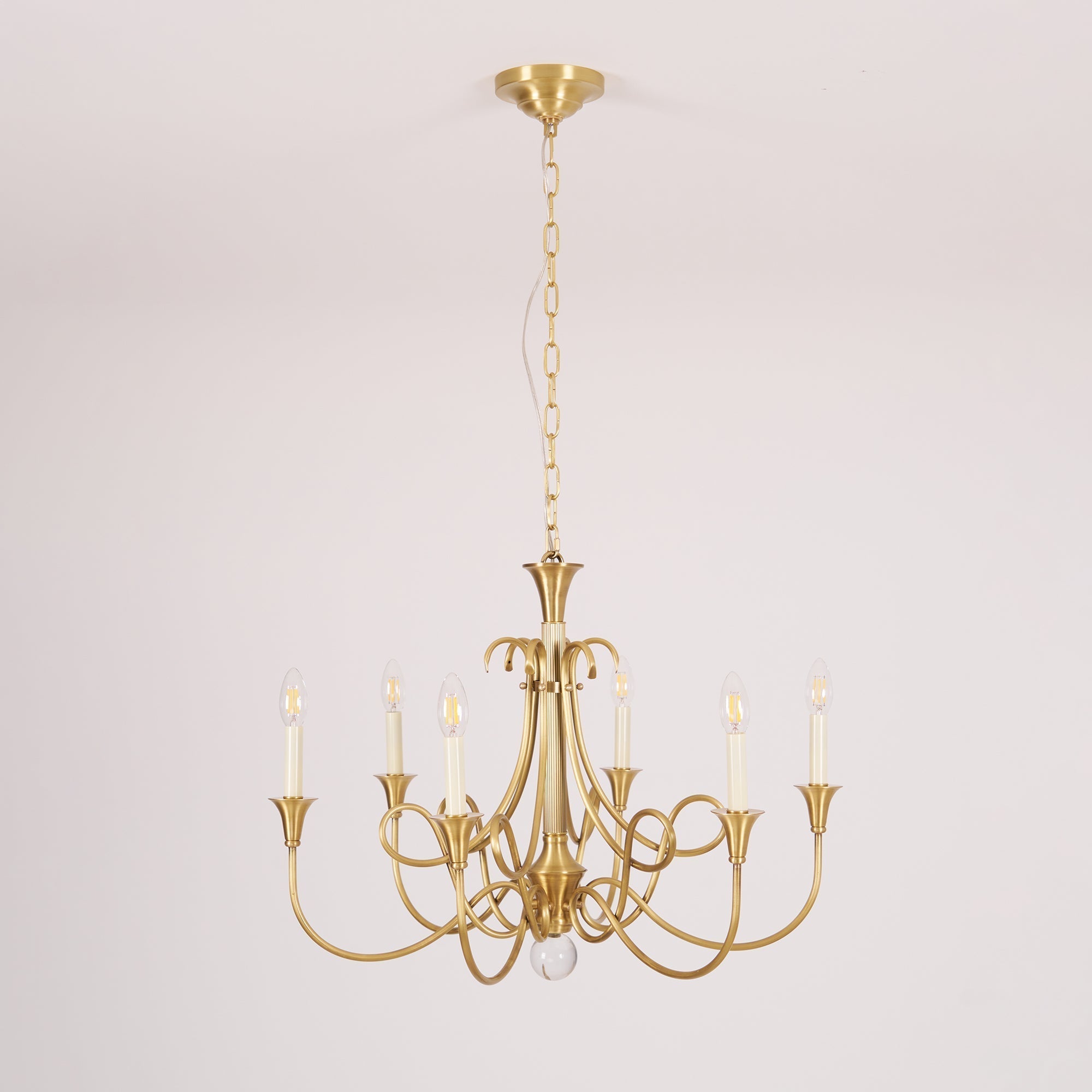 Efra Chandelier Brass Double Twist Candelabra Crystal