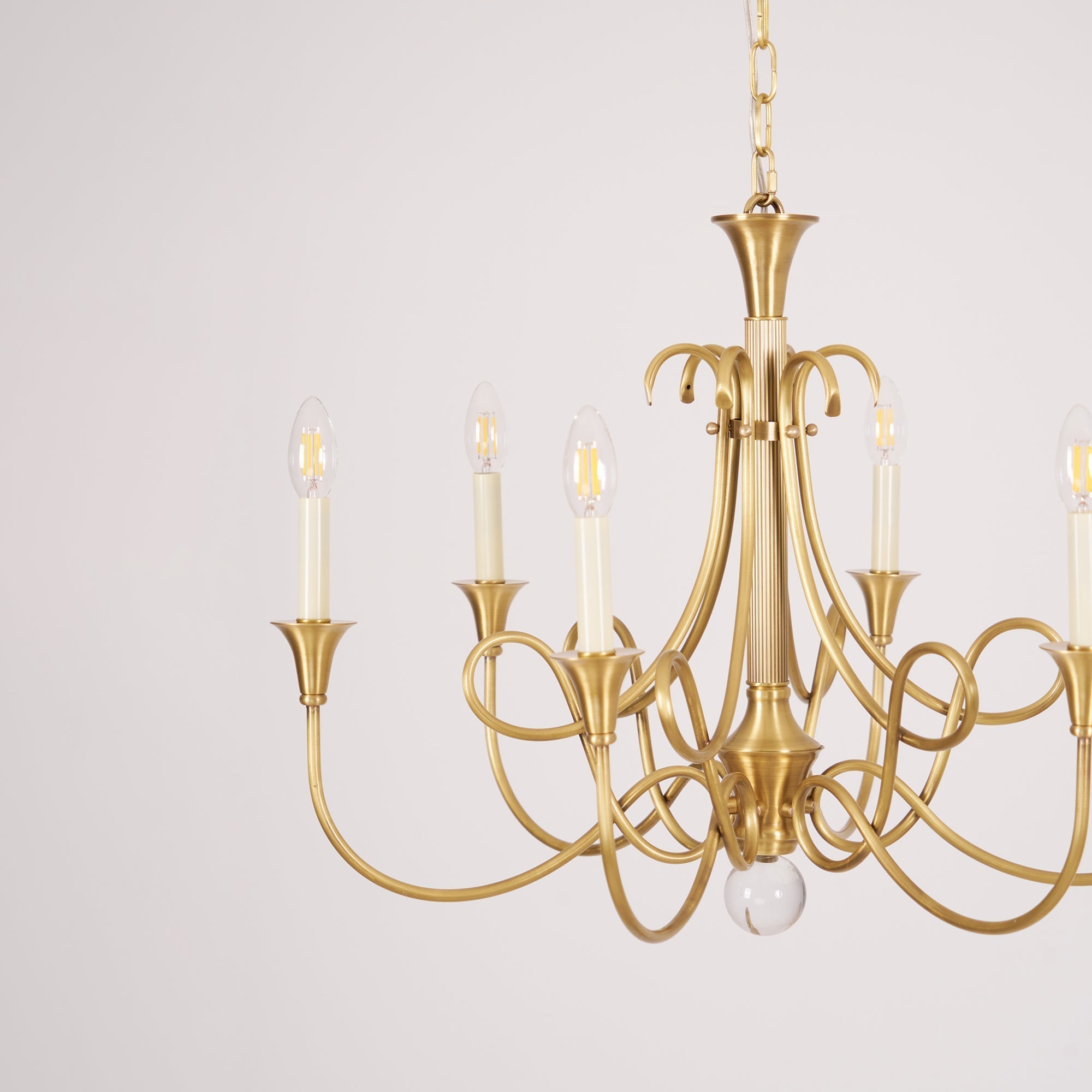 Efra Chandelier Brass Double Twist Candelabra Crystal
