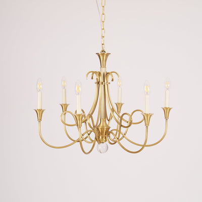 Efra Chandelier Brass Double Twist Candelabra Crystal