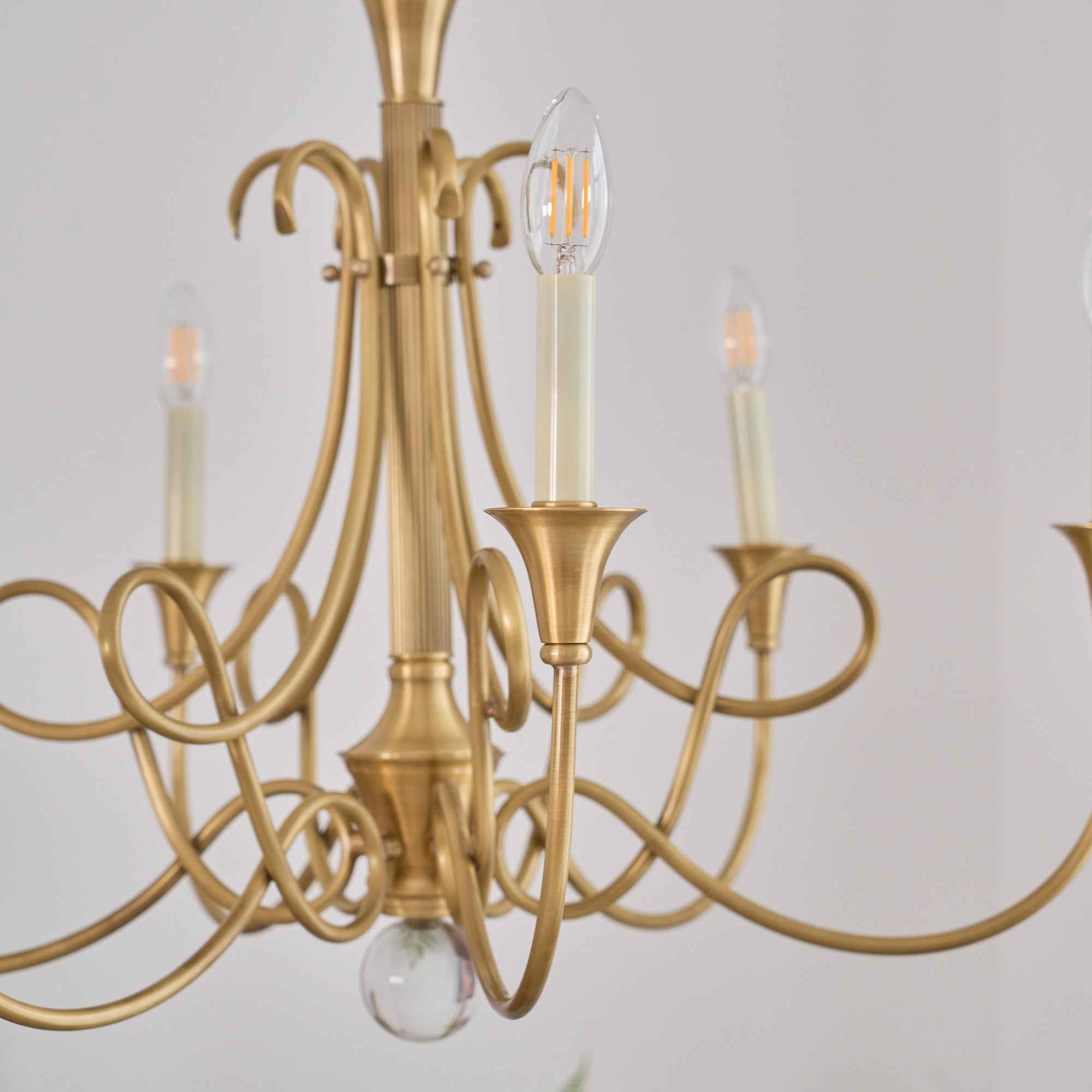 Efra Chandelier Brass Double Twist Candelabra Crystal