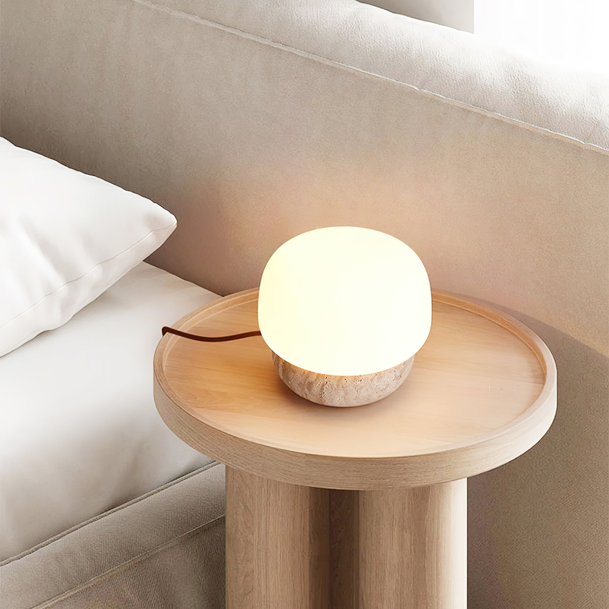 Eldoreth Dome Base Travertine Table Lamp