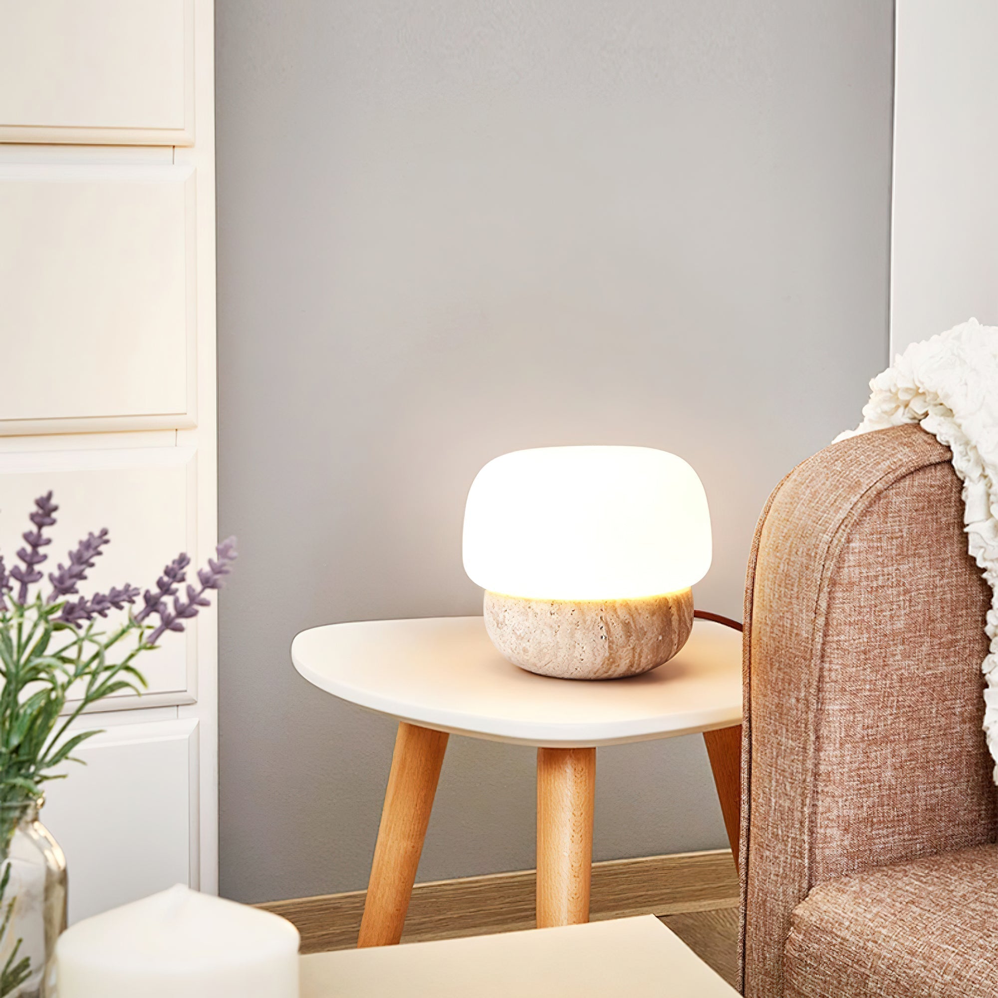 Eldoreth Dome Base Travertine Table Lamp