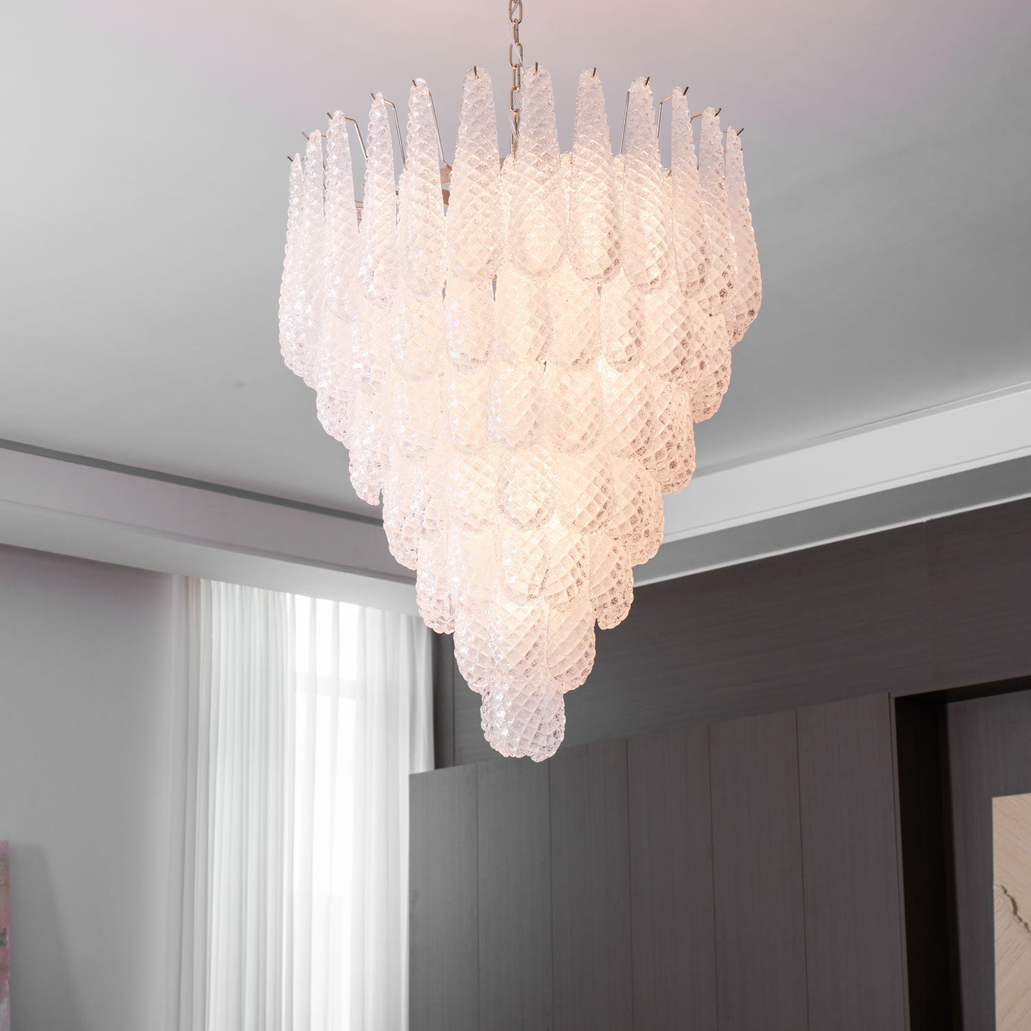 Lioralella Chandelier Clear Droplets Murano Glass Waterfall Diamond