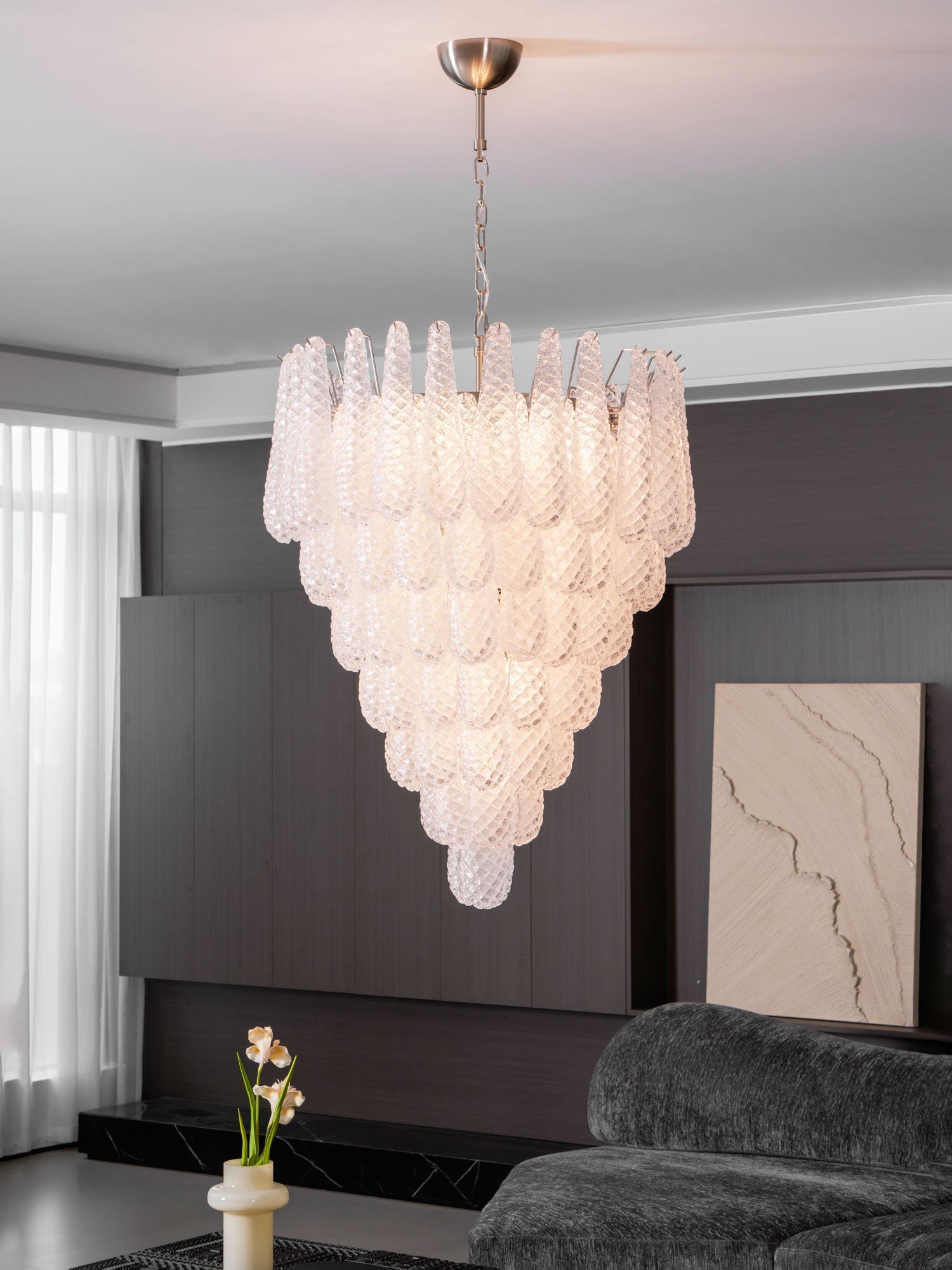 Lioralella Chandelier Clear Droplets Murano Glass Waterfall Diamond