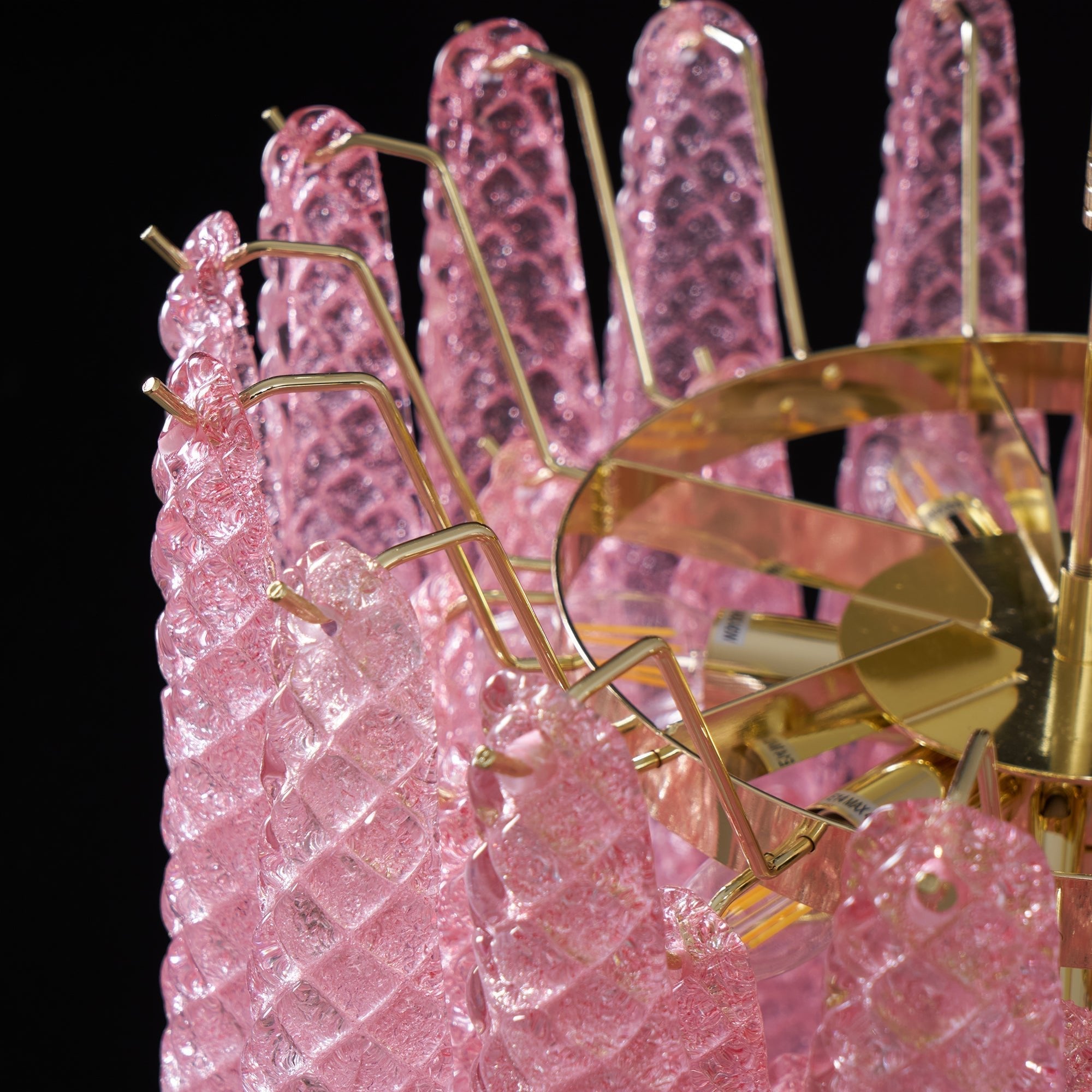 Veliena Chandelier Pink Droplet Murano Glass Diamond Pattern Waterfall