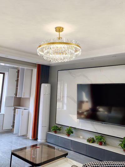 Elyeira Chandelier Brass Crystal Drum Elegant