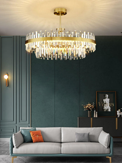 Elyeira Chandelier Brass Crystal Drum Elegant