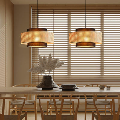 Zerither Rattan Fabric Pendant Light