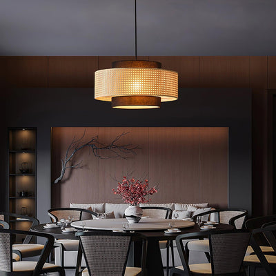 Zerither Rattan Fabric Pendant Light