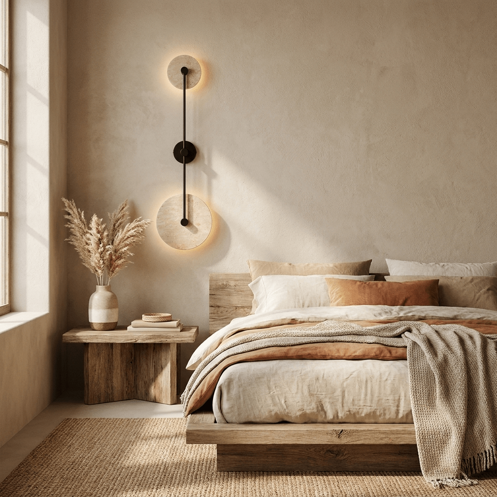 Noraline Disc Travertine Wall Sconce