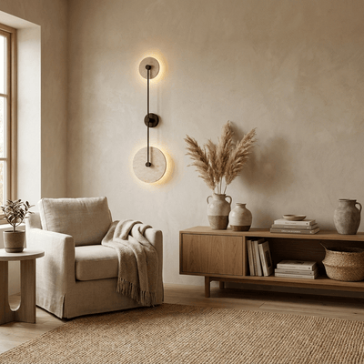 Noraline Disc Travertine Wall Sconce
