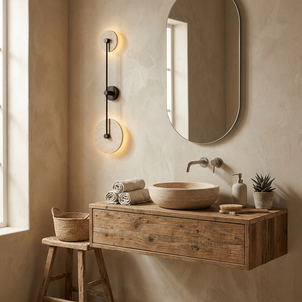 Noraline Disc Travertine Wall Sconce