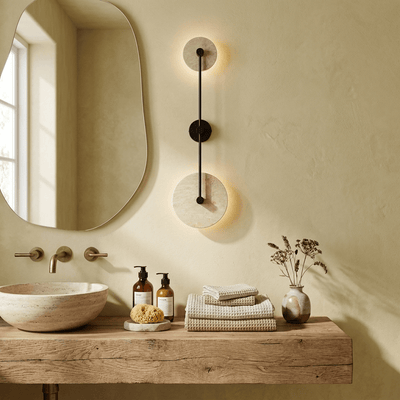 Noraline Disc Travertine Wall Sconce