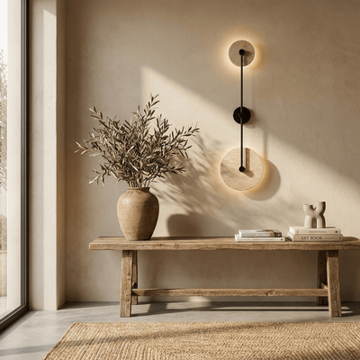 Noraline Disc Travertine Wall Sconce