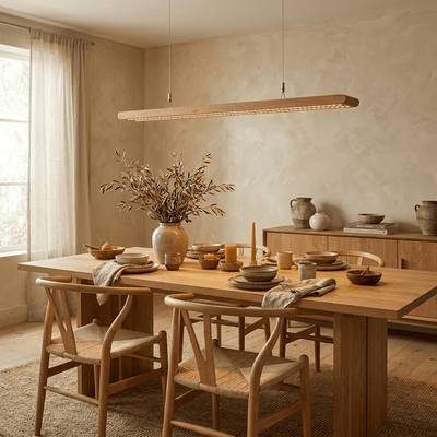 Dual Louver Wood Linear Pendant Lamp