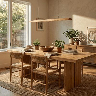 Dual Louver Wood Linear Pendant Lamp
