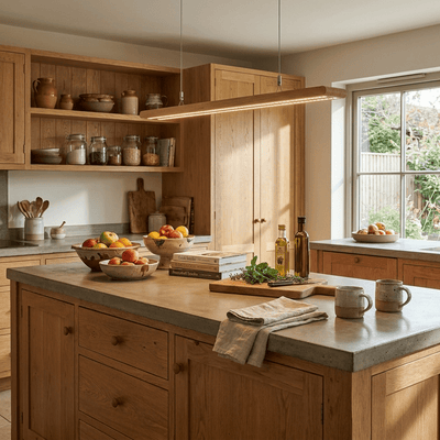 Dual Louver Wood Linear Pendant Lamp