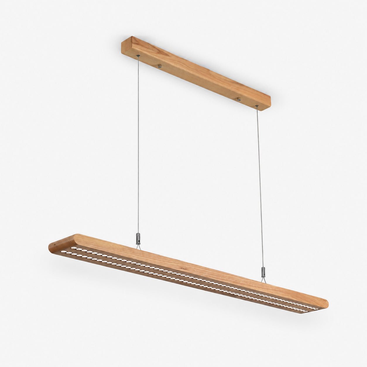 Dual Louver Wood Linear Pendant Lamp