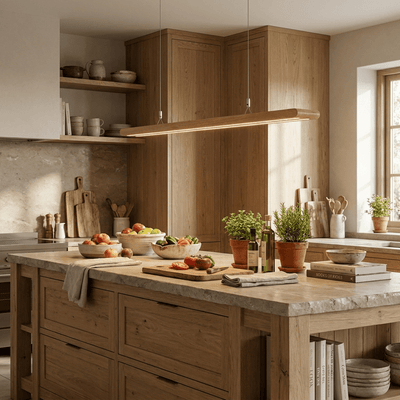 Dual Louver Wood Linear Pendant Lamp