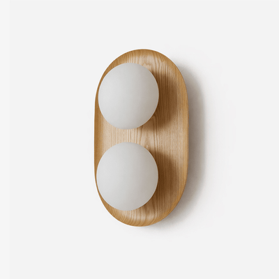 Twin Orb Oak Wall Light