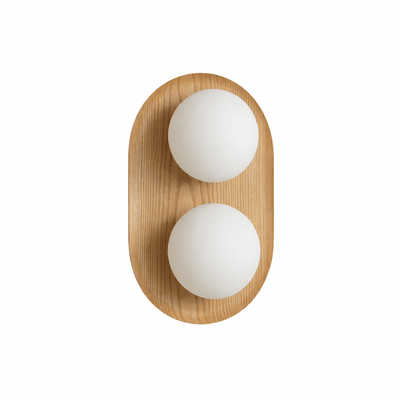Twin Orb Oak Wall Light