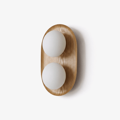 Twin Orb Oak Wall Light