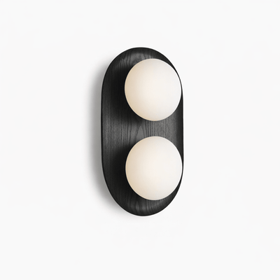 Twin Orb Oak Wall Light