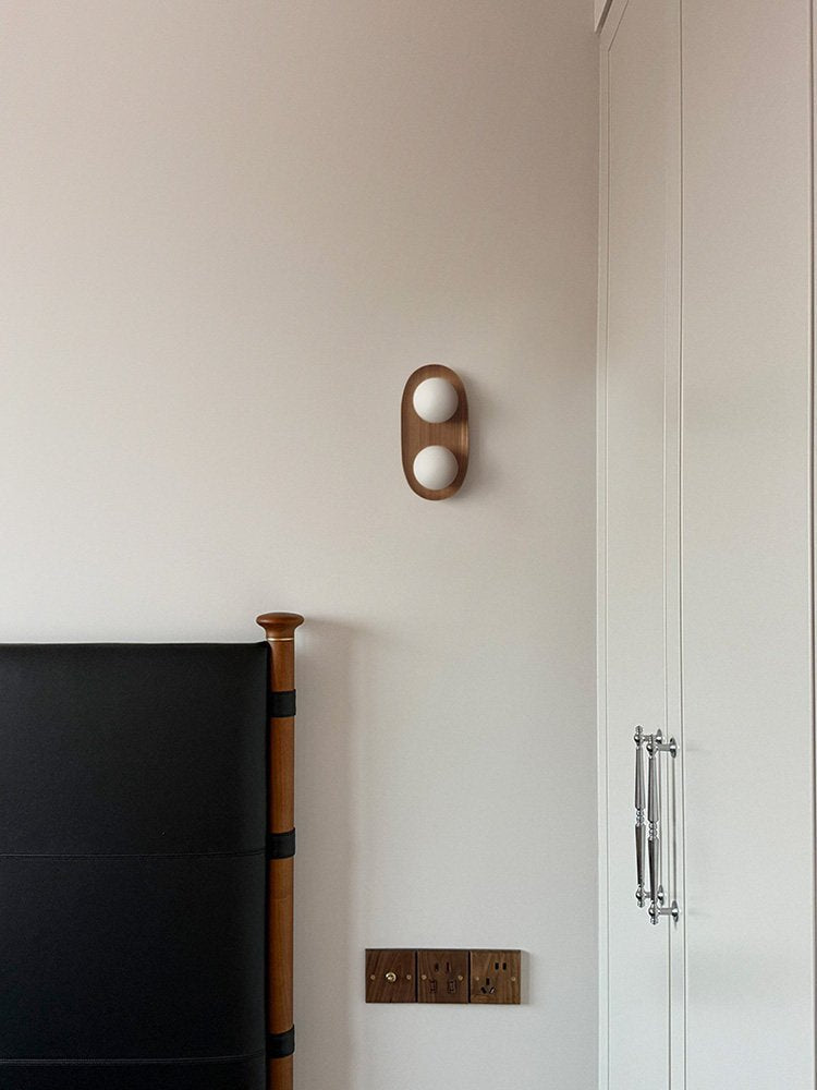 Twin Orb Oak Wall Light