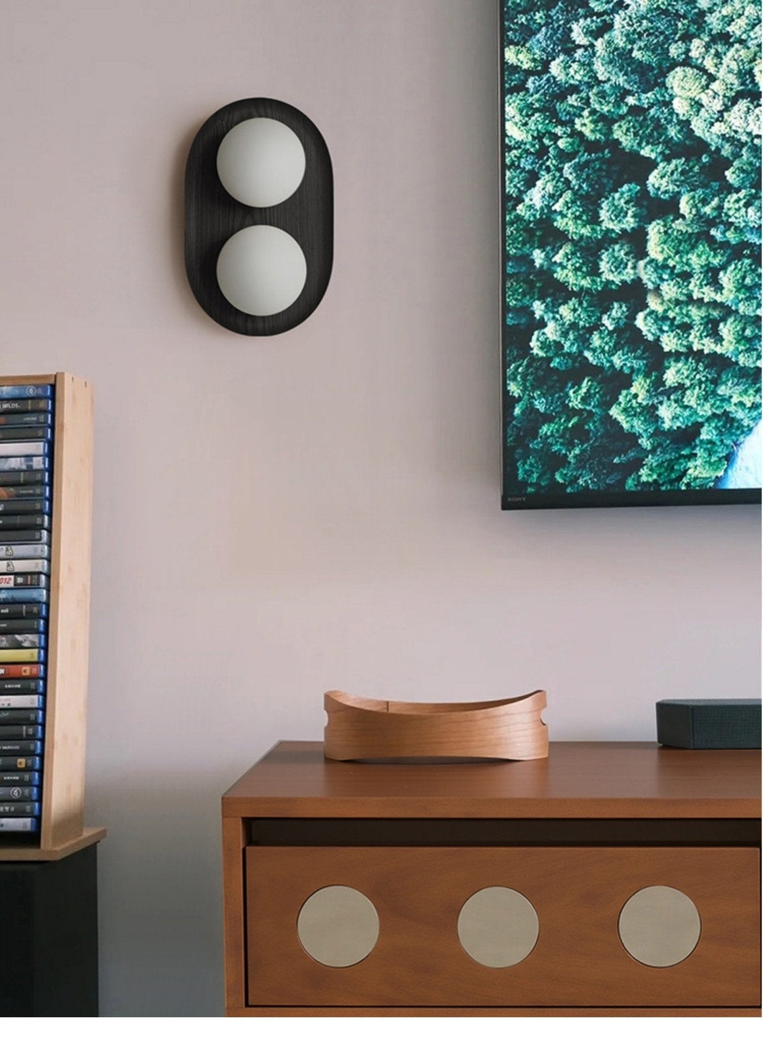 Twin Orb Oak Wall Light