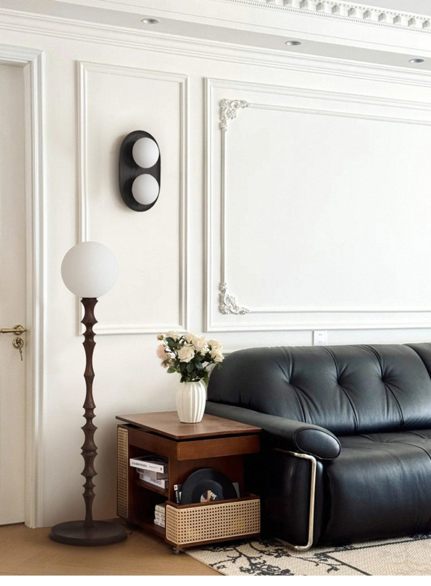Twin Orb Oak Wall Light