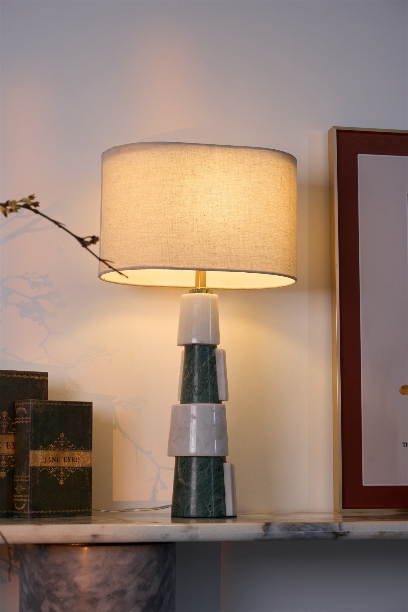 Obelisk Stacked Marble Table Lamp