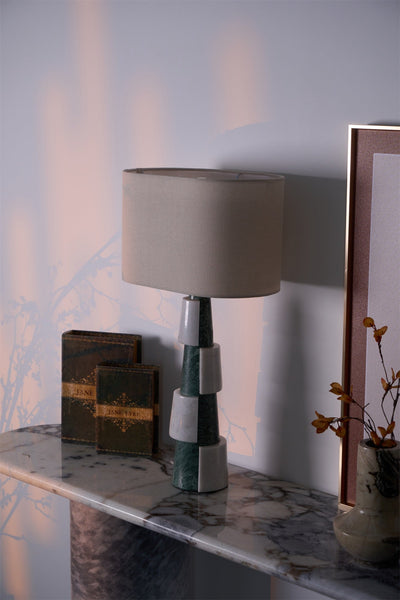 Obelisk Stacked Marble Table Lamp