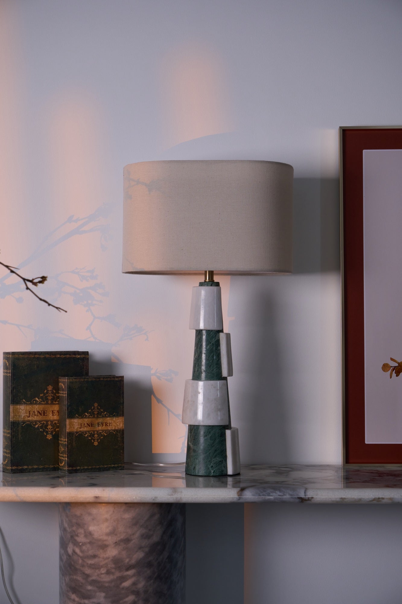 Obelisk Stacked Marble Table Lamp