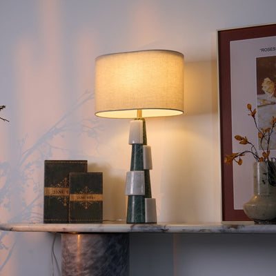 Obelisk Stacked Marble Table Lamp