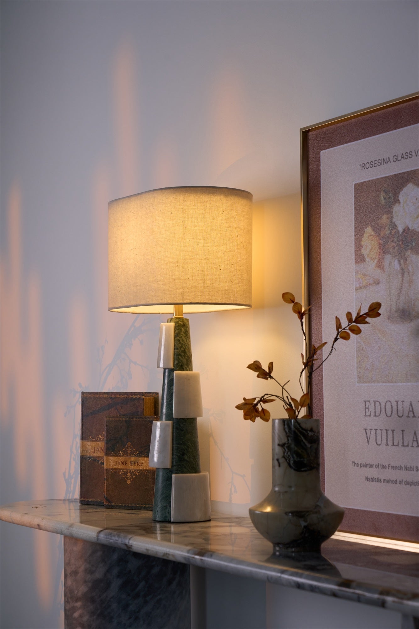 Obelisk Stacked Marble Table Lamp