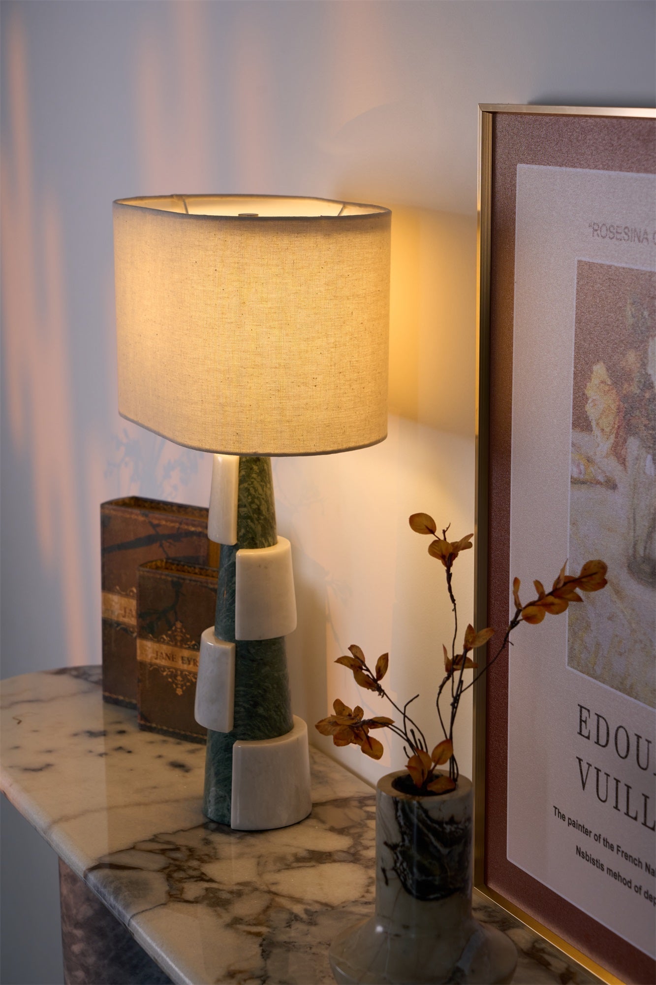 Obelisk Stacked Marble Table Lamp