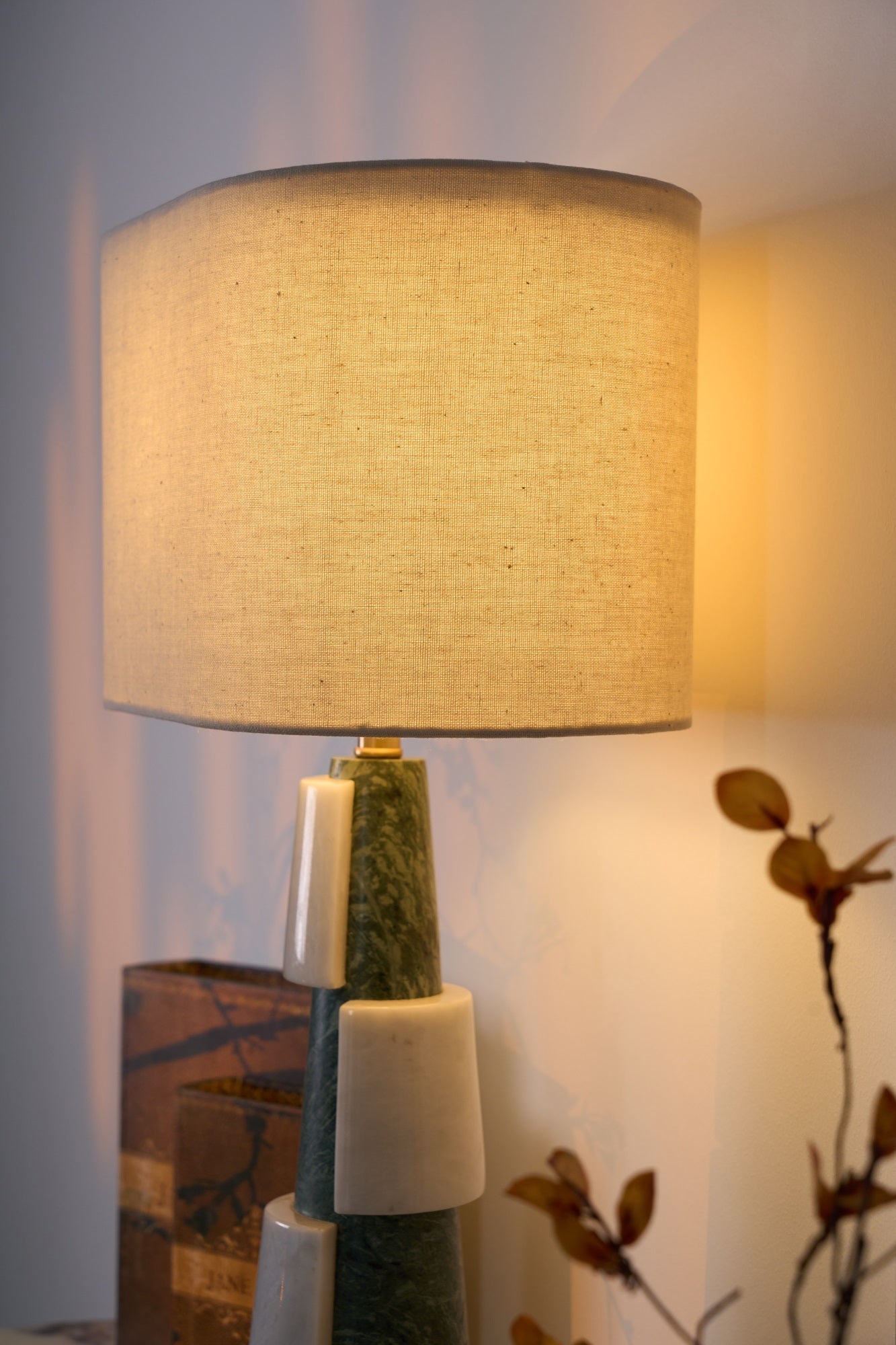 Obelisk Stacked Marble Table Lamp