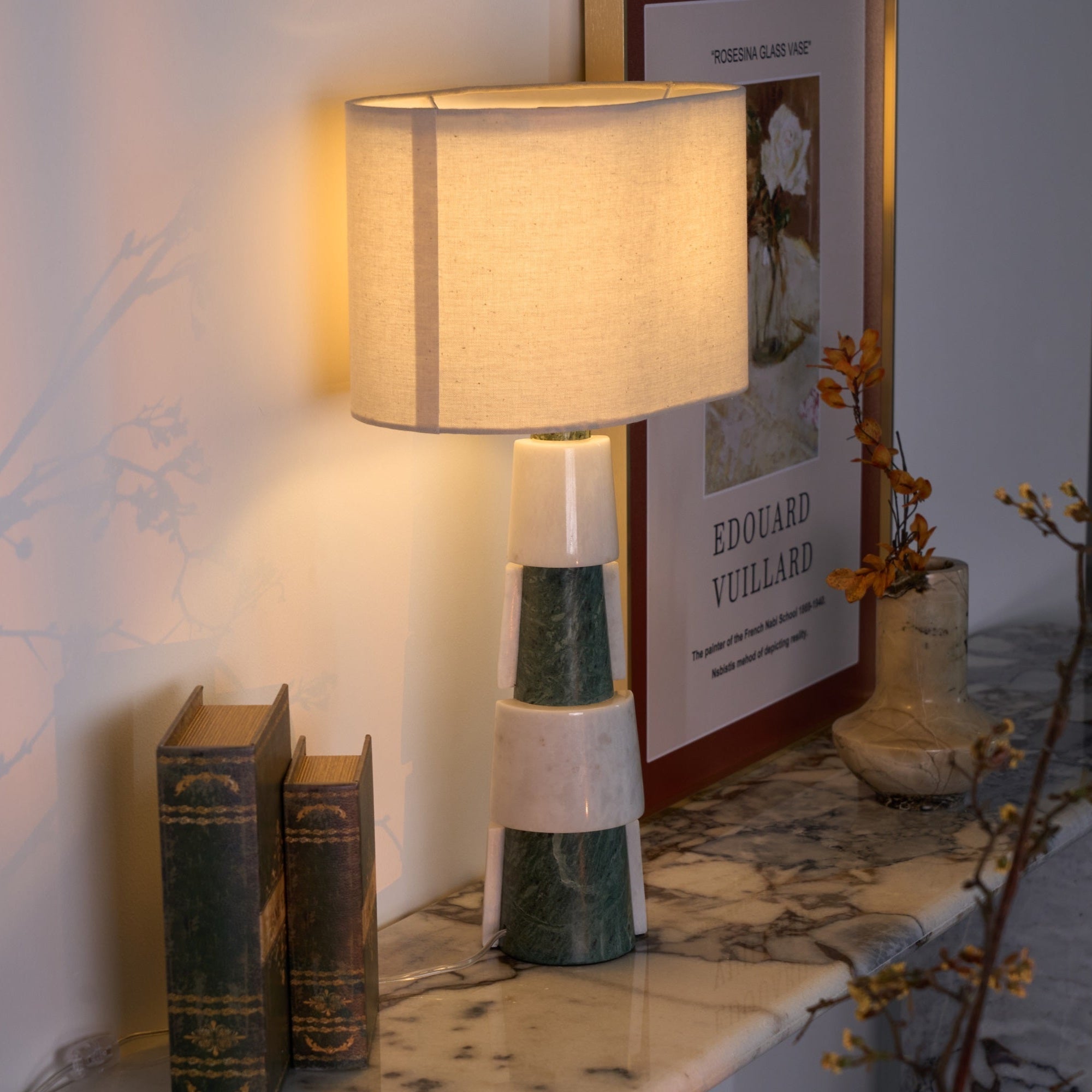 Obelisk Stacked Marble Table Lamp