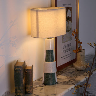 Obelisk Stacked Marble Table Lamp